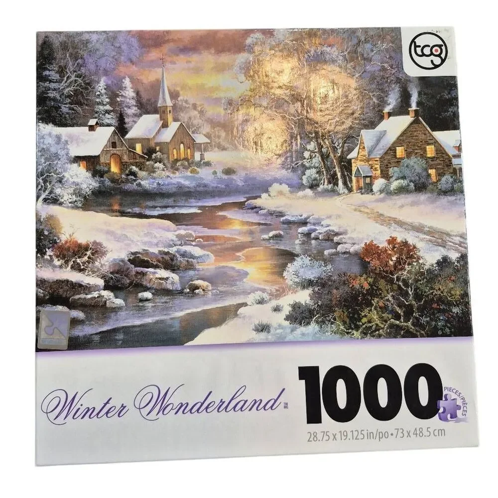 TCG Winter Wonderland Jigsaw Puzzle 1000 Piece Winter Church James Lee Art NEW